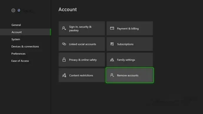 حذف اکانت از Xbox Series X